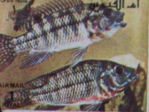 ​UMM AL QIWAIN 1973- TROPICAL FISH-UNDER WATER WORLD-CTO MINI SHEET VERY FINE