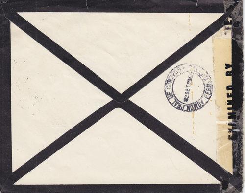 Peru Sc 378 on 1943 Censored Mourning Cover to New York