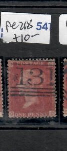 GREAT BRITAIN QV 1D RED PERF SC33 SG 43/44 PLATE 218 #131 CANCEL VFU PPP0613H