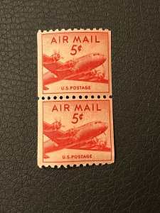 Scott C37 - DC-4 Small Plane - Coil double Stamp - MNH - 1948 stock photo