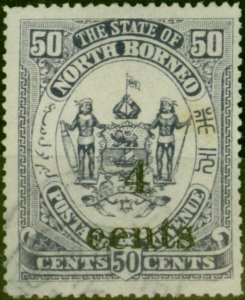 North Borneo 1904 4c on 50c Deep Slate-Purple SG153 Fine Used 