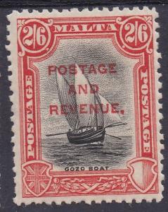 MALTA 1928 POSTAGE AND REVENUE OVERPRINTED 2/6 