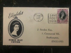 1953 Singapore First Day Cover FDC QE II Queen Elizabeth coronation To England