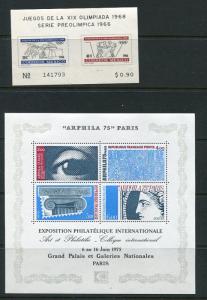 2 Souvenir Sheets Mexico and France MNH 6001