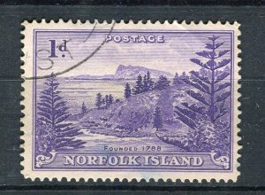 NORFOLK ISLAND; 1947 early Ball Bay issue fine used 1d. value