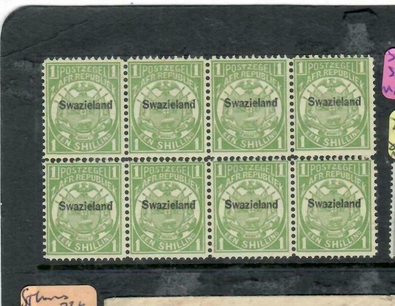 SWAZILAND (P1812B)   1/-   SG 3  BLOCK OF 6  MNH  ANTIQUE OVER 100 YEARS IN AGE