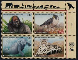 United Nations - Geneva 231a TR Block MNH Wild Animals, Gorilla, Leopard, Falcon