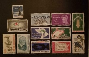 1963 US Commemorative Stamp Year Set MNH OG Mint Scott 1230-1241 Unused