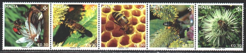 Malta. 2019. 2094-98. Bees and flowers. MNH.