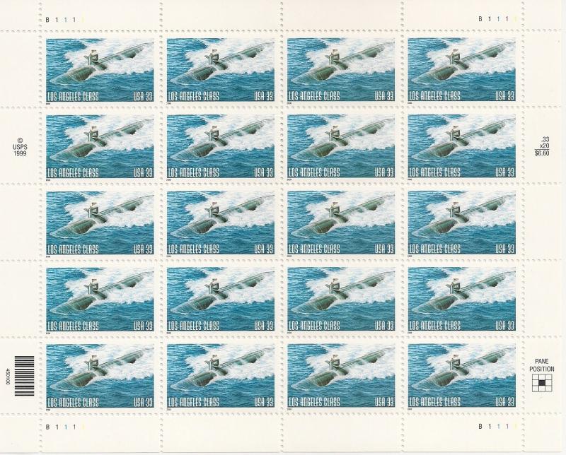 US 3372 Los Angeles Class 33c sheet MNH 2000