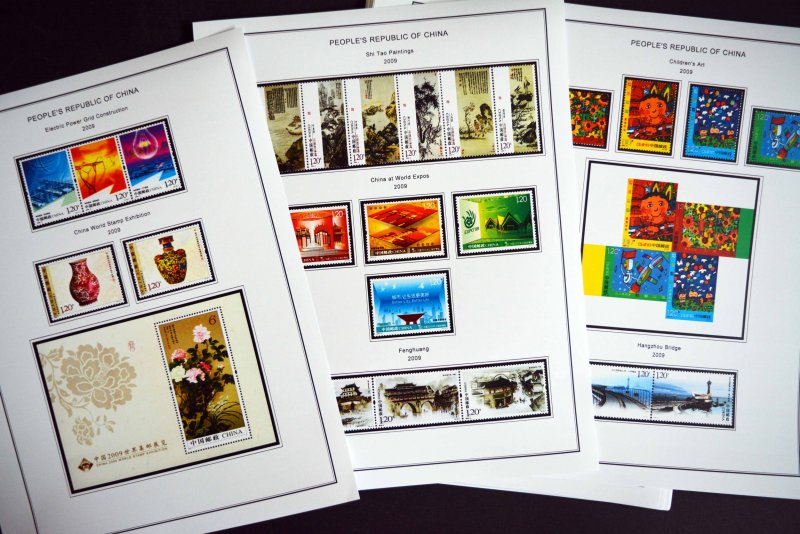 COLOR PRINTED CHINA P.R.C. 2000-2010 STAMP ALBUM PAGES (170 illustrated pages)