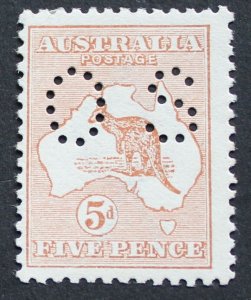 Australia 1914 Five Pence Kangaroo Official SG O22 mint