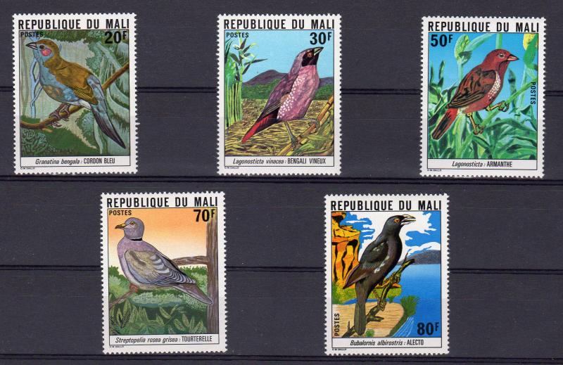 Mali 1977 Sc#298/302  BIRDS-PARROTS Set (5) Perforated MNH