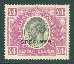 SG 98 KUT 1922-29. £4 black & magenta, overprinted specimen. Very lightly...