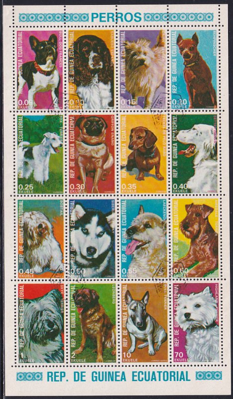 Equatorial Guinea Sc N/L Cats Dogs Leaning Tower of Pisa Etc. Stamp 4 SS CTO NH