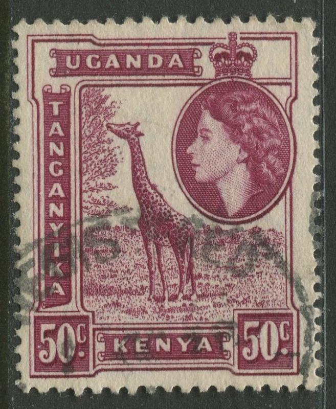 Kenya & Uganda - Scott 110 - QEII Definitive -1954 - Used - Single 50c Stamp