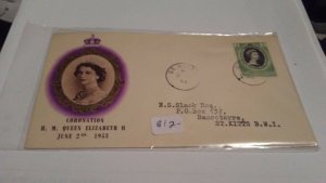 ST. CHRISTOPHER 1953 QUEEN ELIZABETH CORONATION COVER $1.99