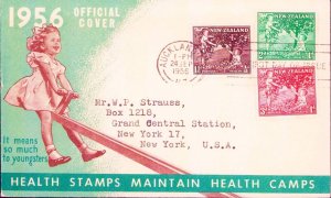 New Zealand FDC 1956 Health Stamp Issue  HEALTH CAMP