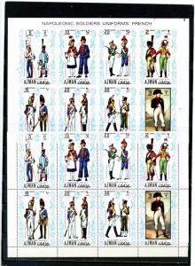 AJMAN 1971 NAPOLEONIC MILITARY UNIFORMS IN FRANCE 2 SHEETS OF 8 STAMPS MNH