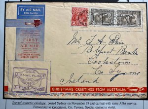 1931 Sydney Australia First Special Flight Airmail Cover To Cookstown Ireland