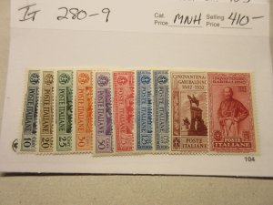 ITALY Scott 280-289 Set, MINT NEVER HINGED, Lot14, Cat $410