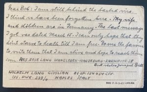 1946 Naples Italy Civilian Prisoner of War POW War Postcard cover To San Francis