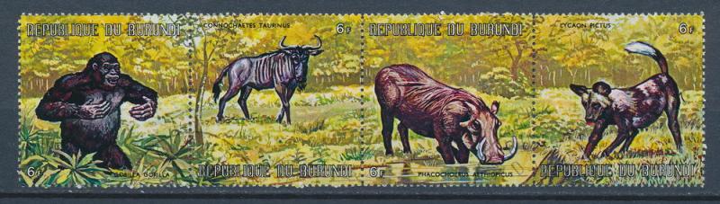 Burundi 1971 Scott 359 strip of 4 CTO- Wildlife, Animals