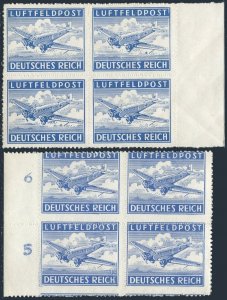 Germany MC1a two blocks/4,MNH. Military Air Post 1942. Junkers 52 Transport.