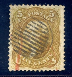 US SCOTT #67 USED-VERY FINE GRADED 80 W/ PF CERT (4/11/24 GP)