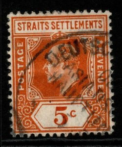 MALAYA STRAITS SETTLEMENTS SG199 1912 5c ORANGE USED