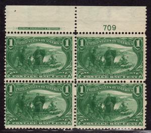 $US Sc#285 M/NH/F-VF, Plate Block, tiny gum skip, Cv. $400