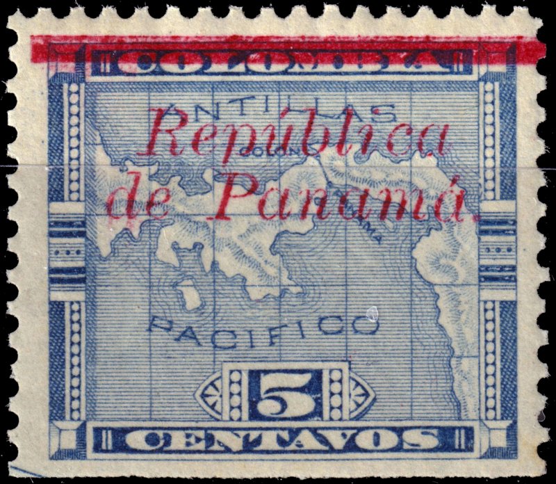 PANAMA - 1903 - Mi.35.V - 5c blue O/P REPUBLICA DE PANAMA t.V - MOGH (b)