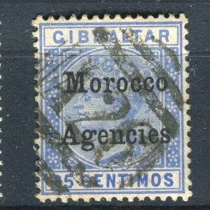 MOROCCO AGENCIES; Early 1900s classic QV Optd. issue fine used 25c. value