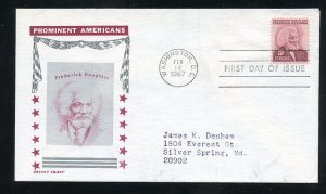 US 1290 Frederick Douglas 25c ADDR Cachet Craft cachet FDC