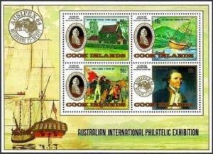 Cook Isls 829-32,832a,MNH.Michel 1010-1013,Bl.145. AUSIPEX-1984,Capt James Cook.