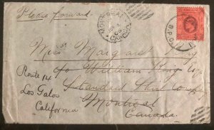 1906 Shanghai China Hong Kong British Post Office Cover To Montreal Canada