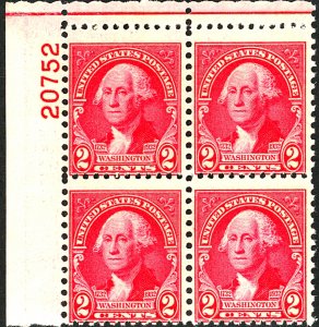 U.S. #707 MINT PL# BLOCK OF 4 OG NH