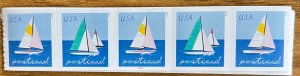 Scott #5749-50 2023 Postcard Rate Sailboats Plate# P1111 Coil of 5 MNH