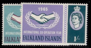 FALKLAND ISLANDS QEII SG221-222, 1965 intl co-operation set, NH MINT.