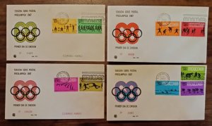 Mexico Olympics 1967 1968 3th postal series FDC covers 4 piece lot  good as seen