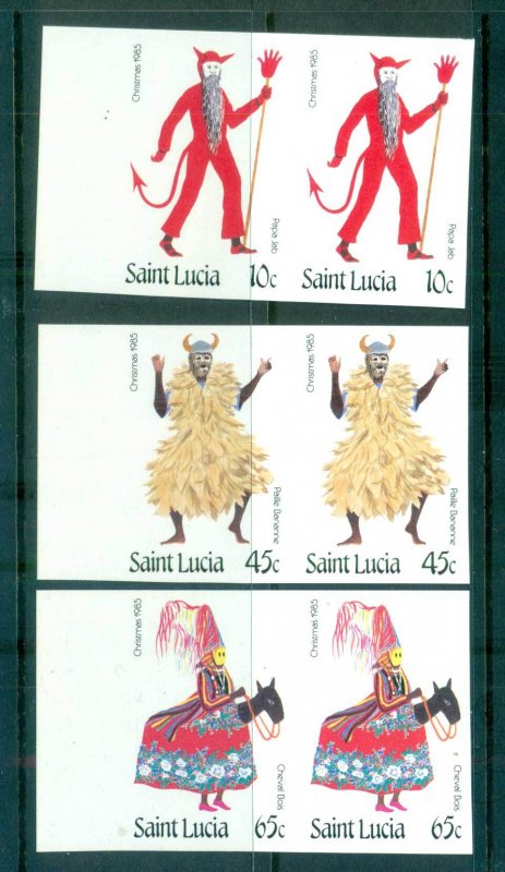 St Lucia 1985 Xmas IMPERF pairs MUH lot68613