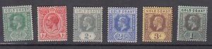 J39469  jlstamps, 1913-21 gold coast mh #69-73,75 kings wmk 3, 1 w/small #on bac