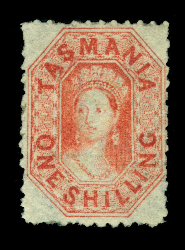 TASMANIA 1873 Queen Victoria 1sh dull vermilion - perf. 11.5  Scott # 34d UNUSED