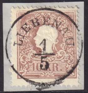 Austria - 1858 - Scott #10 - used on piece - LIEBENAU pmk Czech Republic