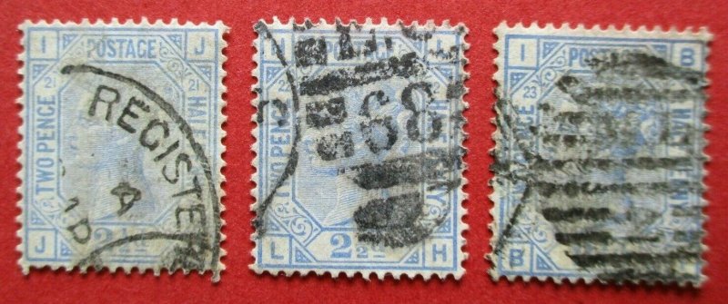 SG157 Great Britain Victoria Surface Printed 1881 2.5d Blue Plates 21 22 23 Used
