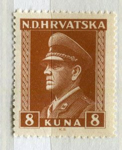 CROATIA; 1943 early Ante Pevelic issue fine MINT MNH unmounted 8k. value