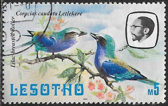 Lesotho 334 Used - Birds - ‭Lilac-Breasted Rollers