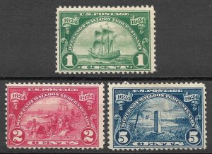 Doyle's_Stamps: MH 1924 Huguenot-Walloon Issues, Scott #614** to #615* & #616*