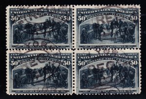 US 240 50c Columbian Issue Used Block of 4 VF SCV $2000