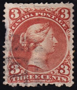 Canada Scott 25 (1868) Used P, CV $40.00 C